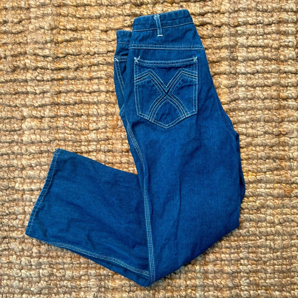 RARE 70s N’est Ce Pas wide leg high waist dad/mom jeans embroidered pockets
